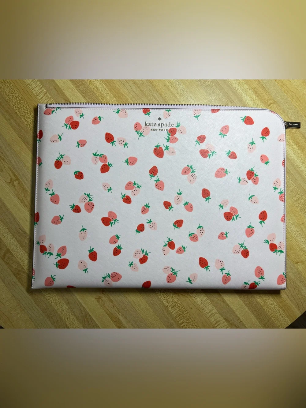 Kat Spade Pink Laptop Sleeve / Case with Red Strawberry Print